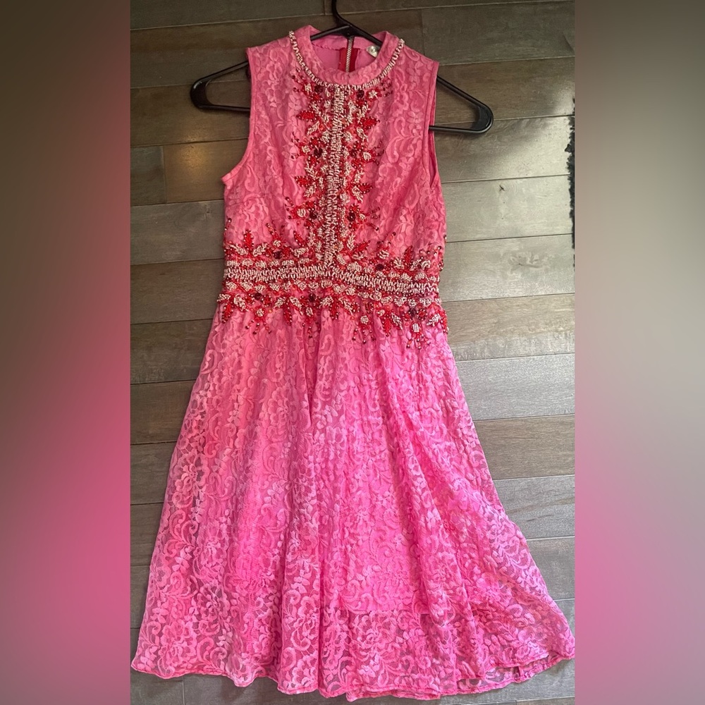 Miss Selfridge Pink Lace Sleeveless cocktail dress